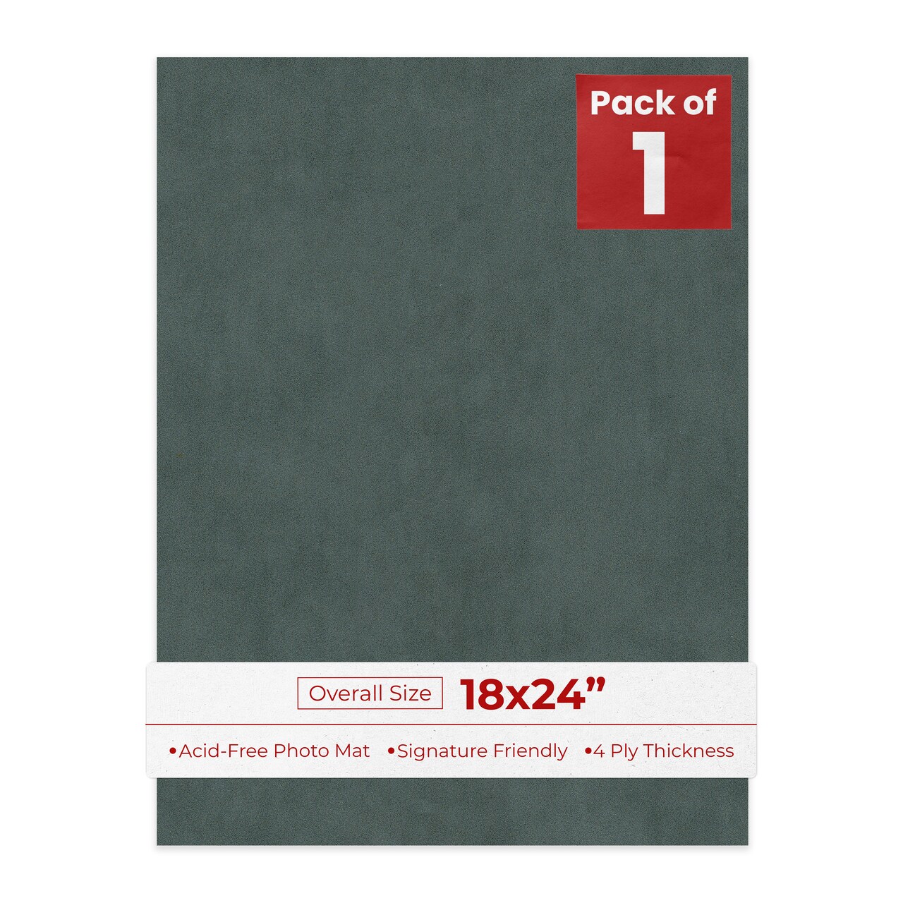 Dark Grey Suede 18x24 Uncut Mat Board - Blank Sheets, No Opening